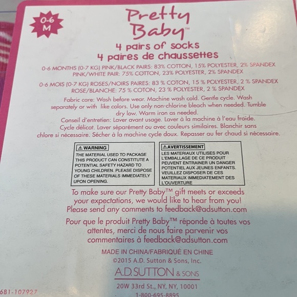 Pretty Baby. 4 pairs of baby socks 0-6 months - Picture 5 of 5